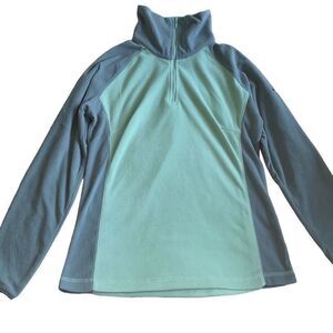 Columbia Lightweight Fleece Zipup Jacket Green Colorblock Medium